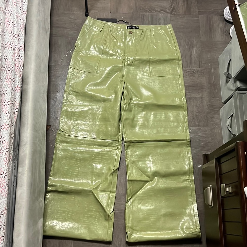 Sage Leather Croc Pants